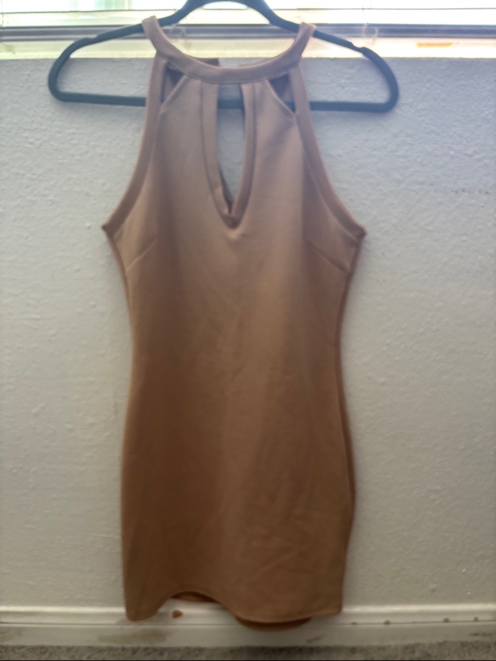 Charlotte Russe Taupe Halter Bodycon Mini Dress